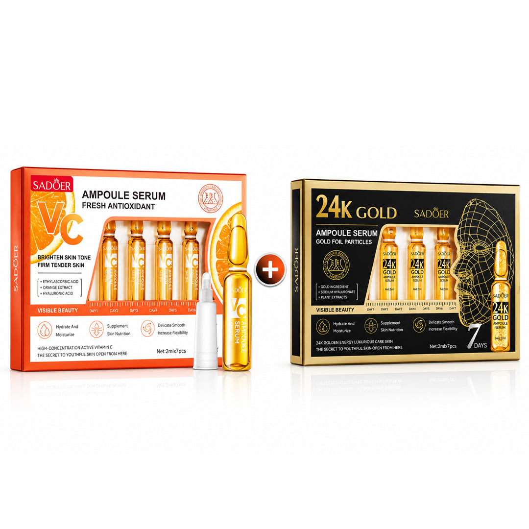 Sadoer Vitamin C with 24 K Gold Serum ampules Bundle