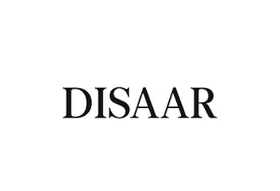 Disaar brand logo in black serif typography.