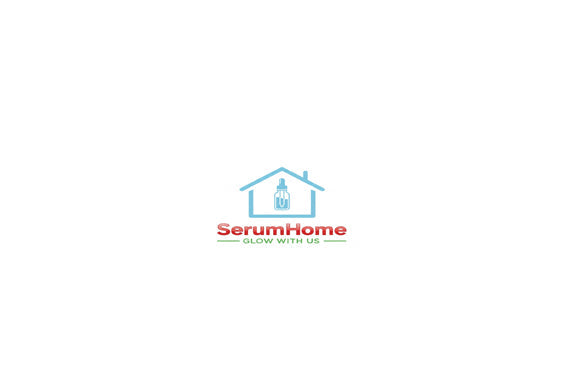 SerumHome brand logo featuring a blue house icon with a serum dropper inside and the (Glow With Us) tagline.