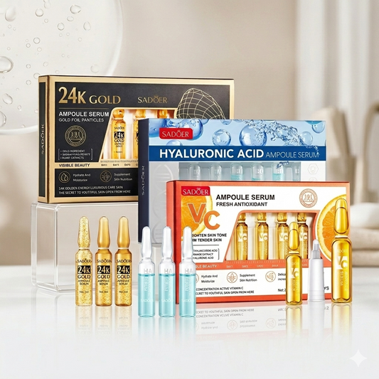 Sadoer 24k Gold with Vitamin C & Hyaluronic Serum ampules Bundle