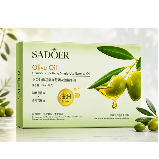 Sadoer Olive Oil Single-Use Essence Oil – Moisturizing & Wrinkle Repair Serum Ampules (1.5ml x 10pcs)